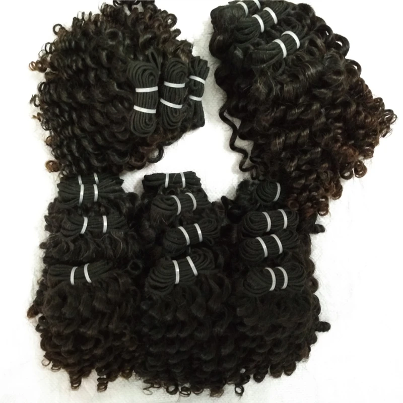 Letsfly 100% human hair kinky Curly Hair Weave Natural Color wholesale 20 Pieces/Lot 1kg Hair Extensions