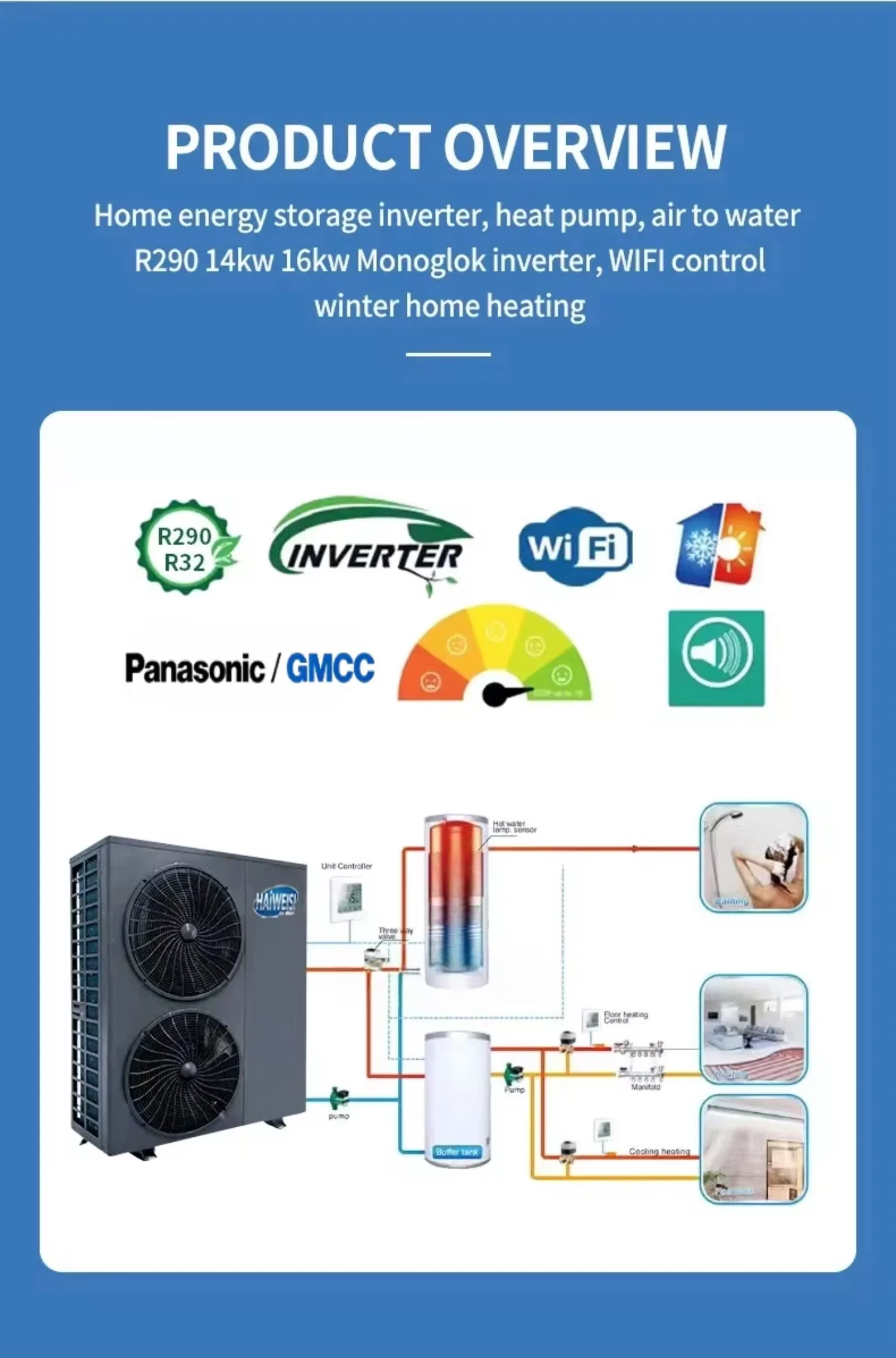 Air Source Heat Pump, 15KW, 24KW, R290, Inverter - detail 12