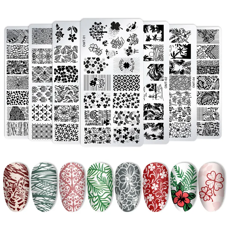 

Nail Art Stamping Plate Set Silicone Nail Stamper Polish Transfer Leaf Flower Geometry Lace Template Stencil Manicure Tools Kits