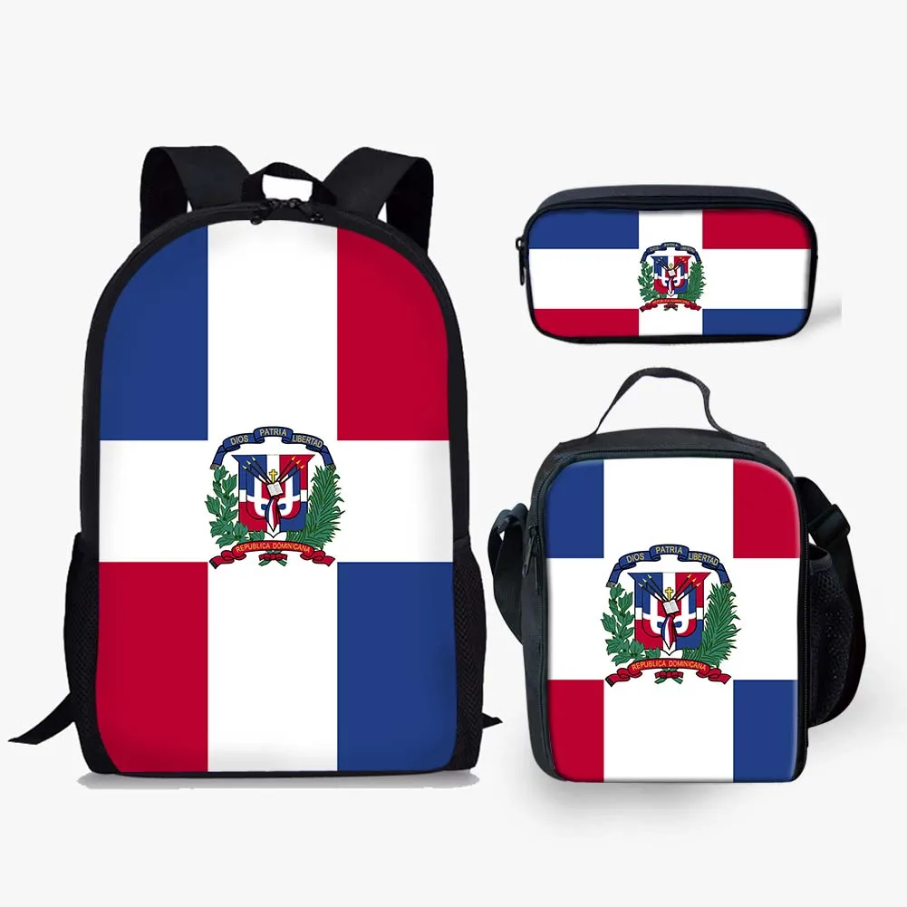 

Dominica Flag Print Backpack for Teen Girls Bookbags School Backpack with Lunch Box and Pencil Case 3 in 1 School Bags Set, Customized color