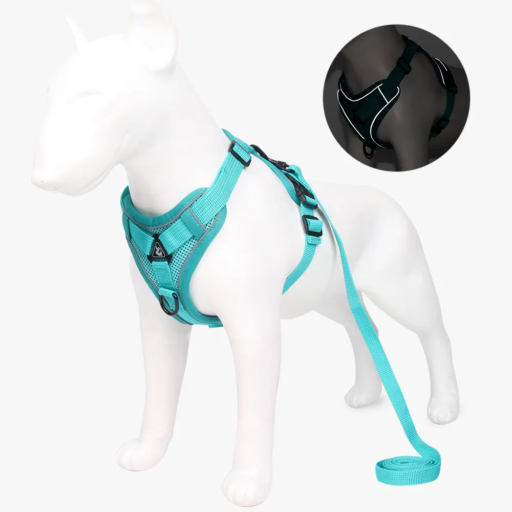 

Factory Wholesale Amazon Hot Sale Luxury Fashion Reflective Retractable Pet Vest Pet Dog cat collars and leash set Harness 2021