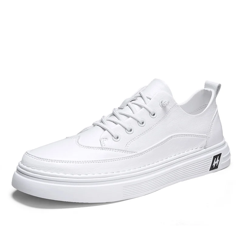 

2022 New Design Waterproof Leather Rubber Outsole Men Causal Shoes, White/black