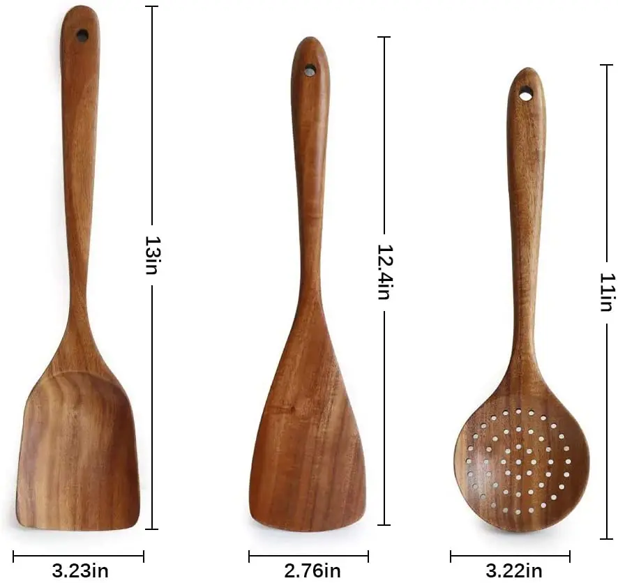 

Wholesale cooking utensils Wooden Acacia spatula fried shovel and scolander set