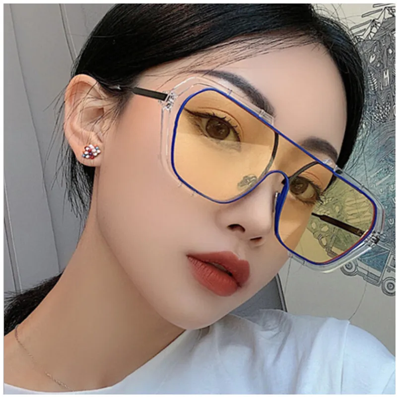 

Insta Famous One Piece large Frame Sunglasses 2021 New Style Luxury Design Optical Glasses Eyewear