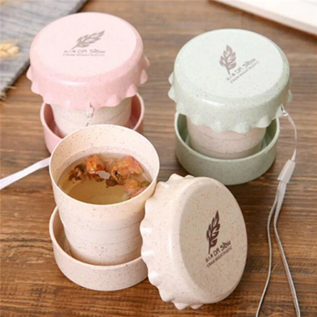 

J331 Wholesale Custom Mini Wheat Straw Scalable Plastic Coffee Cup Mug With Lid, Stock or customized