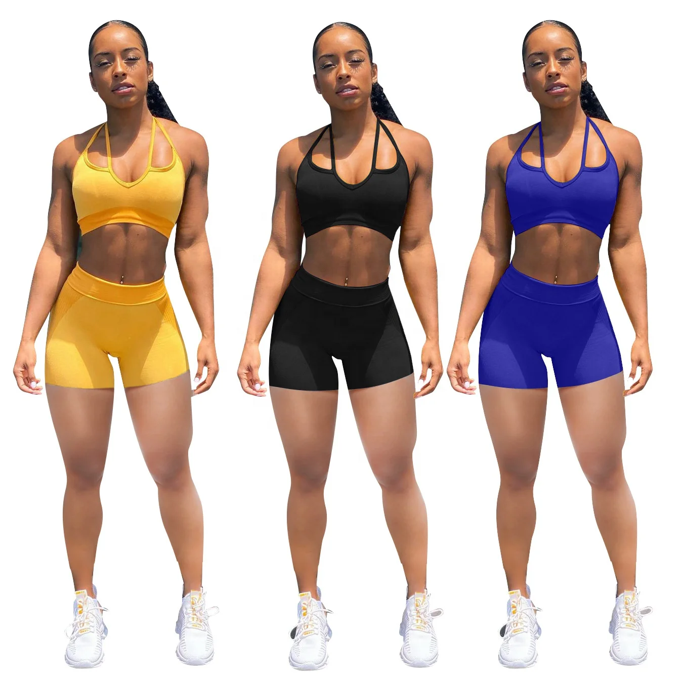 

MT373-8616 2021 women's 2 piece short suit clothing ladies 2 piece camisole and shorts summer sports women's two piece suit