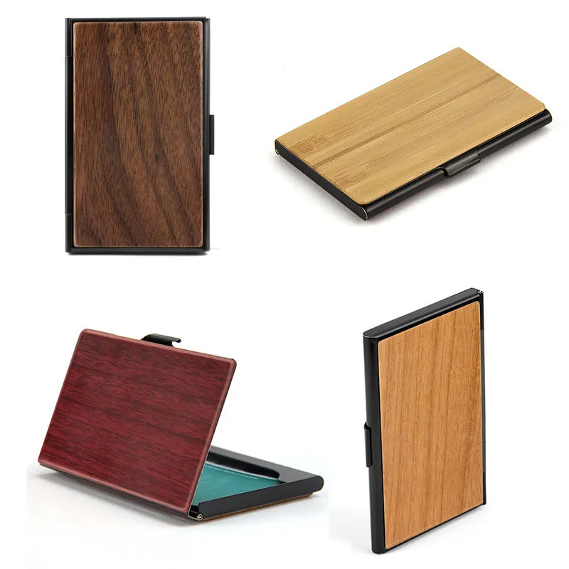 

Wooden Business Card Holder for Women & Men Pocket Business Card Case Walnut Bamboo Cherry Rose Wood Business Card Wallet