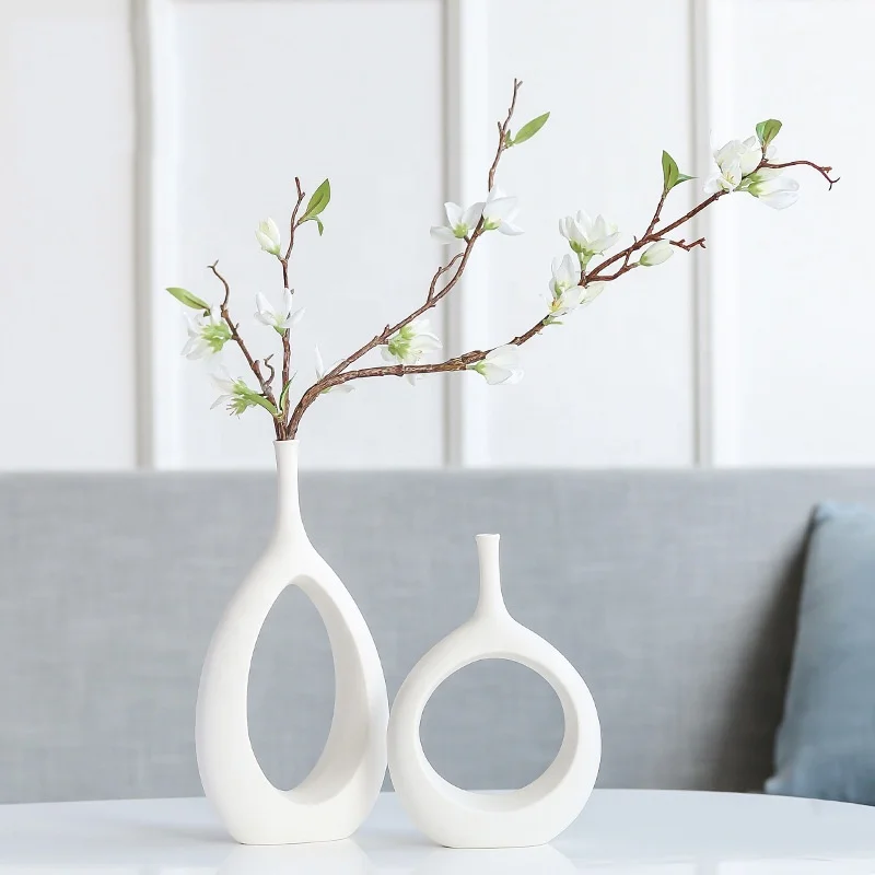 

Amazon style white ceramic vase modern simple dining table living room decoration home decoration dried flowers and flowerpot