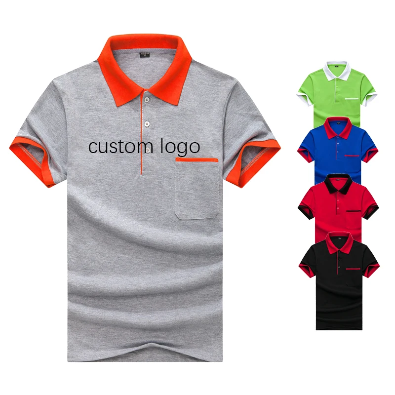 

Wholesale 100% cotton software custom cute couple design blank dark green men women unisex men's polo pocket t shirt with pocket, 7 colors in stock