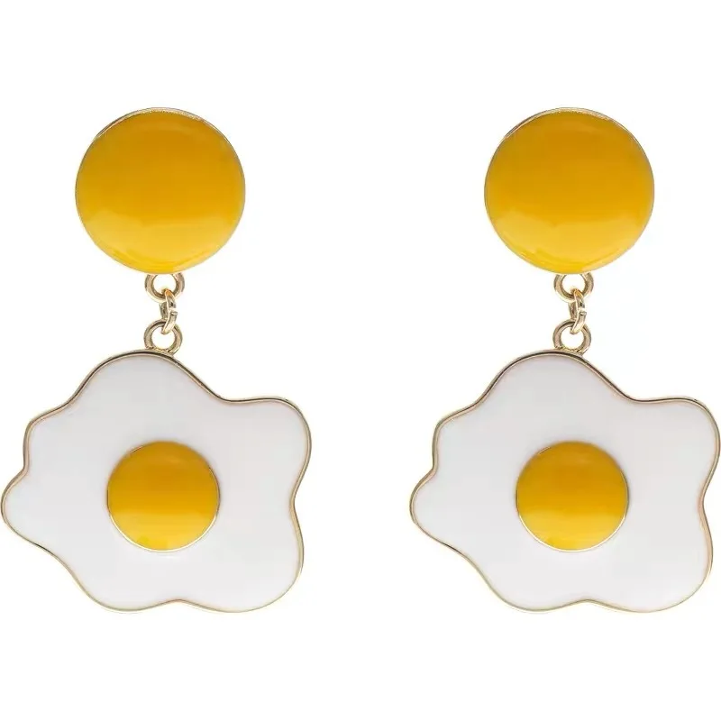 

Shangjie OEM joyas asian korean japanese earrings cute fried egg simple earrings girl jewelry charm earrings