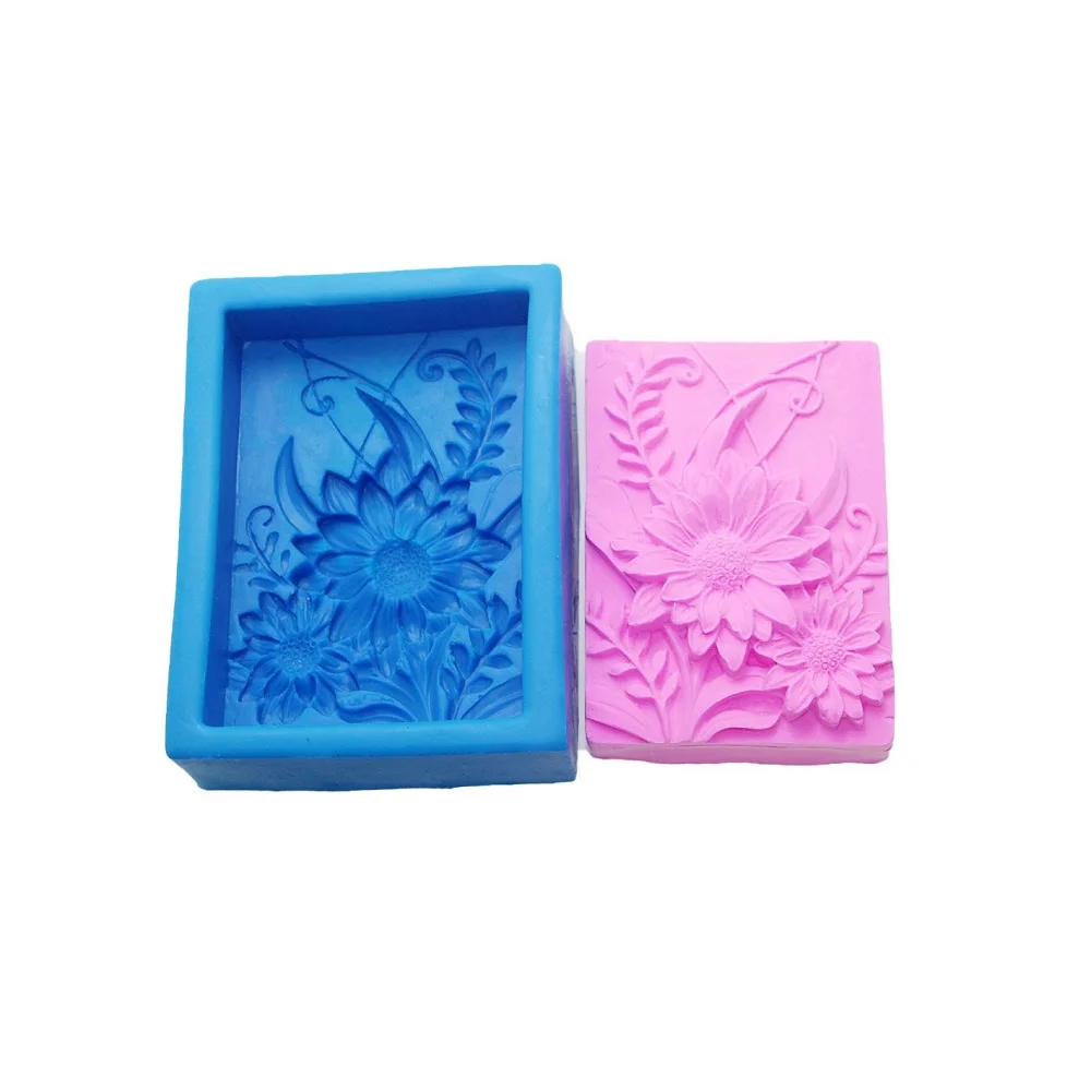 

One Cavity 3D Rectangle Flower Shape Unique DIY Gift Large Custom Handmade Silicone Mould Silicone Soap Making Molds