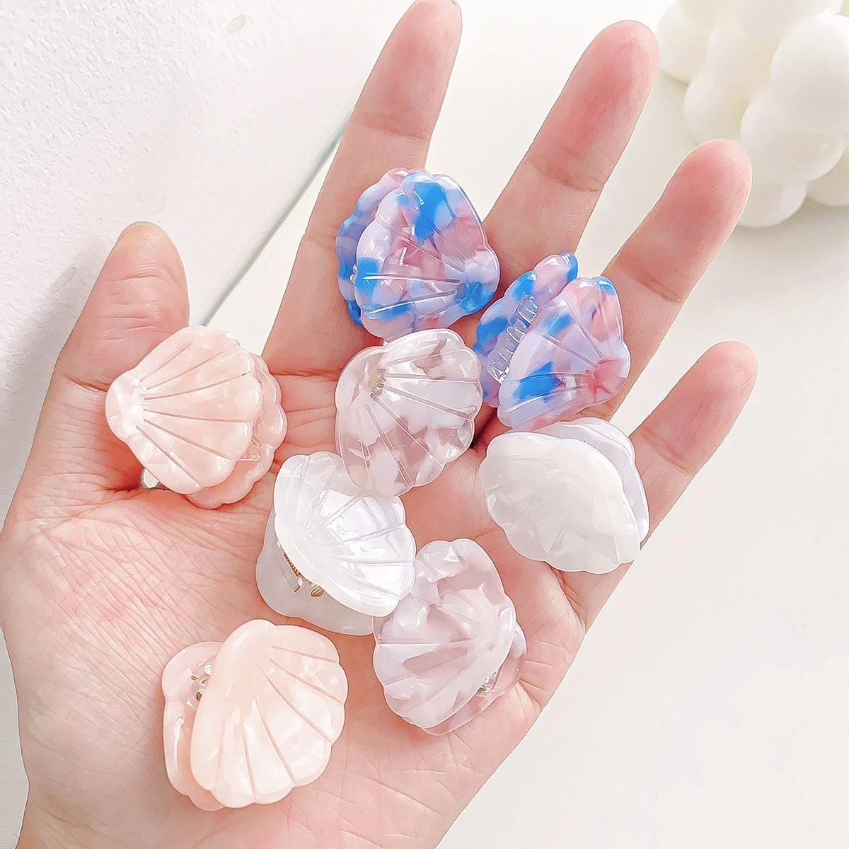 Korean Simple Ocean Series Shell Shaped Acetic Acid Mini Grab Clip 3CM Personality Cute Hair Accessories Girl