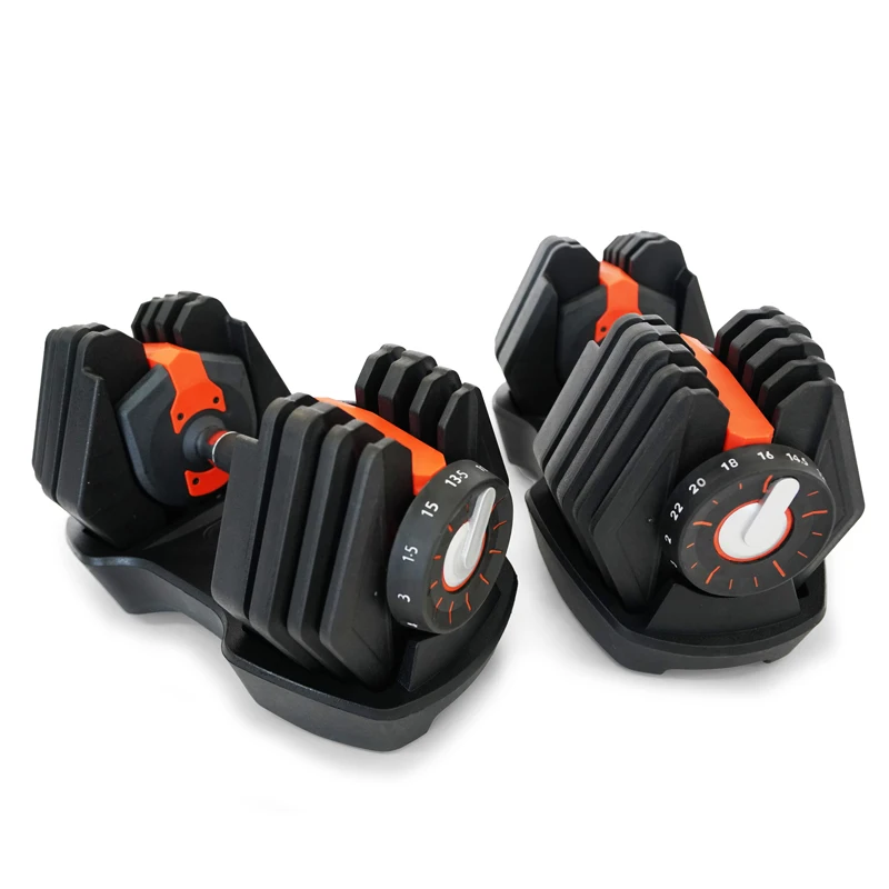 

New Design Hot selling adjustable weight dumbbell set 22 KG free weights, Balck+red