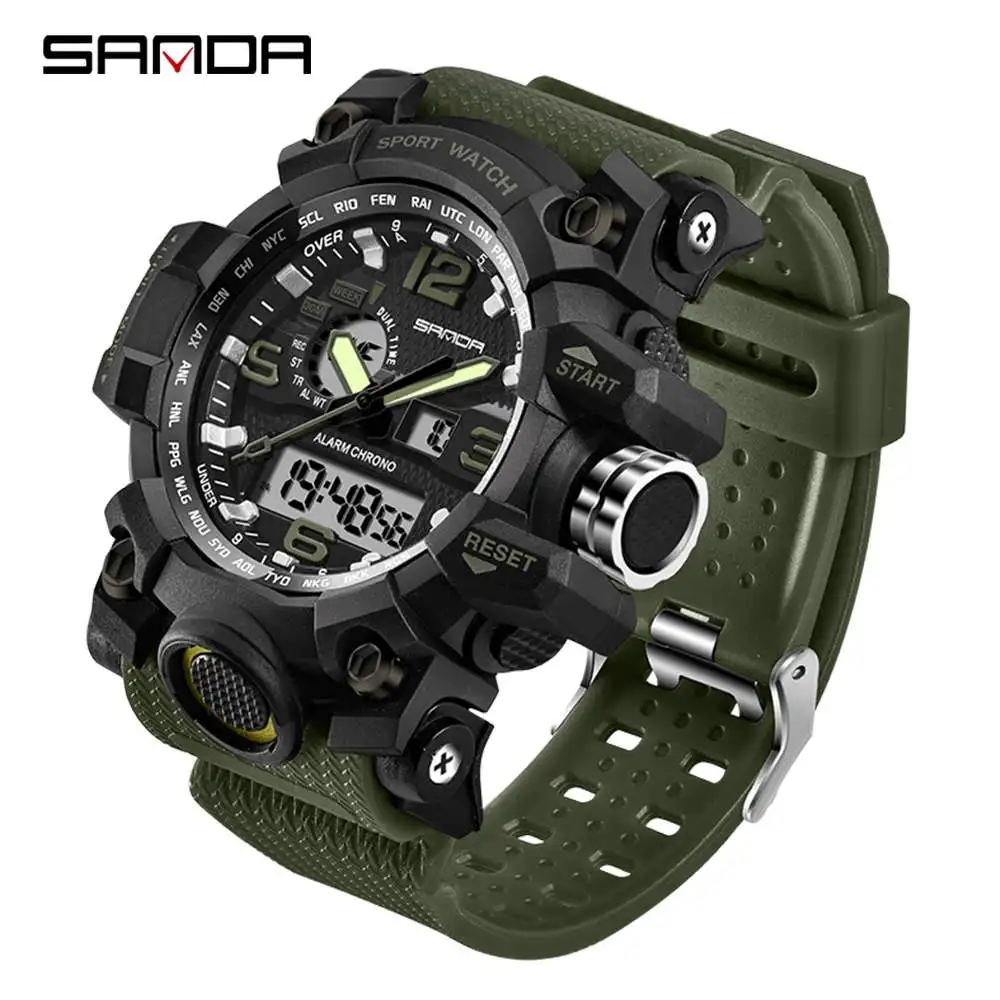 

Sanda 742 Functional Mans Digtial Watches Analogue 24 Hour Waterproof Male LED Watch Sports