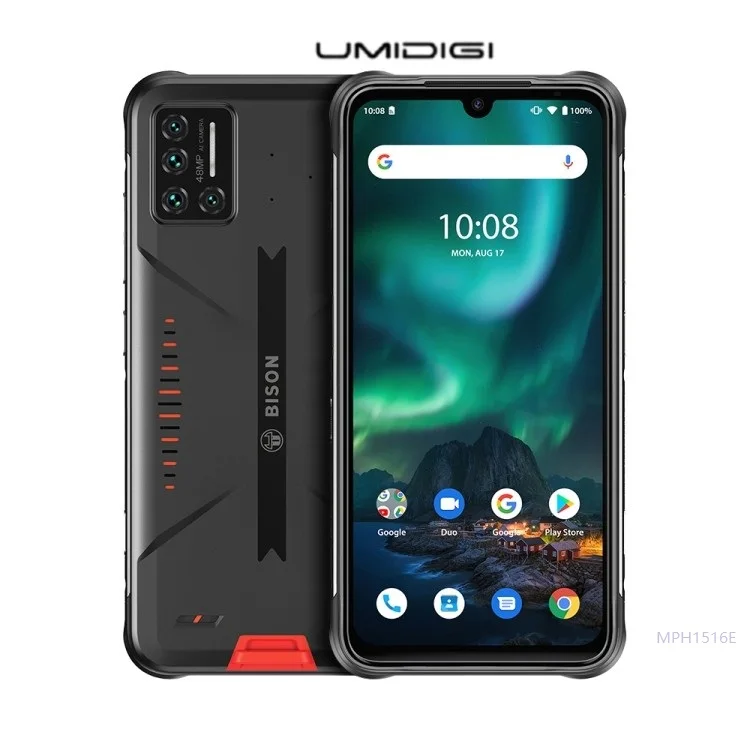 

Cheap UMIDIGI BISON Rugged 128GB Phone Original Waterproof 5000mAh 6.3 inch Smart Original AI Quad cameras NFC Google Android 10, Orange, yellow