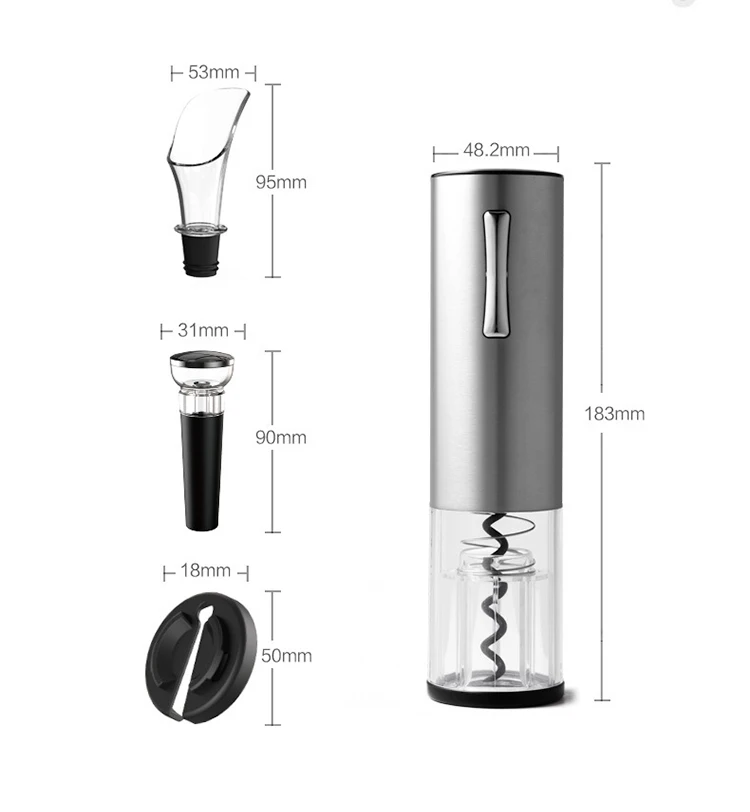 

Wholesale Price 3 in 1 wine aerator and wine saver pump gift set Newest Factory Air Pressure Pump Wine Opener Set, Silver