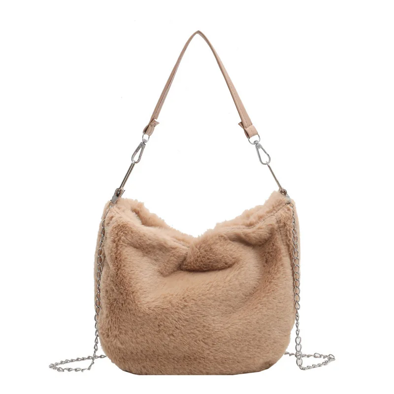 

2021 New Arrival Winter Wool Soft bag Big Plush shoulder crossbody handbag for women girls ladies