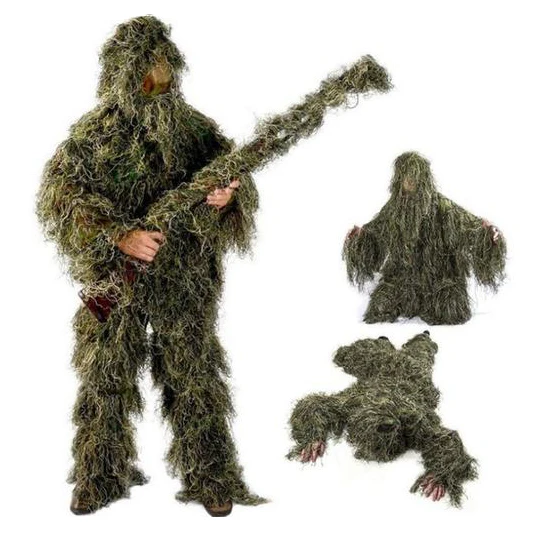 

Ghillie Suit Camo Suit 3D Leaves Woodland Camouflage Clothing Military Clothes and Pants for Hunting Shooting, Customized