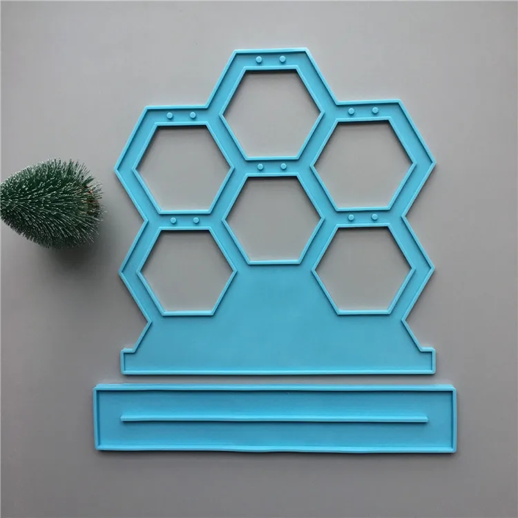 

Y1785 Shiny hexagon earring rack holder display mould earrings rack silicone mold, Blue