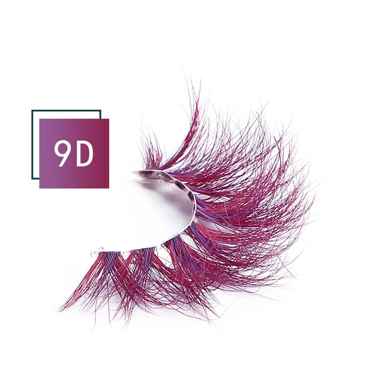 

colored vegan 5d eyelash custom eyelashes box 20mm 25mm 30mm eyelashes fluffy mink lashes, Wine red