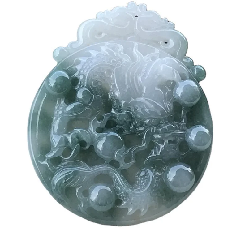 

Natural A Goods Jade Dragon Brand Pendant 12 Zodiac Dragon and Phoenix Jade Pendant Men and Women Oval Dragon Pendant Jade, Green