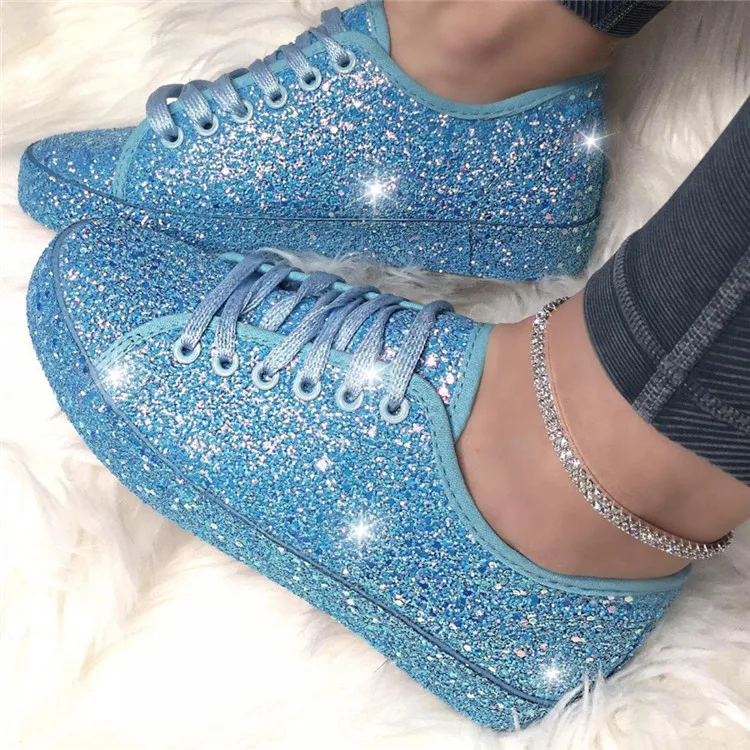 

New Arrival Fashion Comfortable Pu Leather Women Glitter Sliders Casual Shoes Flat Platform Sneakers Shoes, 3 colours