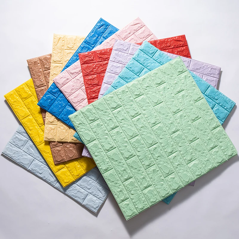 墙面装饰贴纸客厅厨房浴室防水pvc自粘黑色白色粉色墙纸3d壁纸泡沫