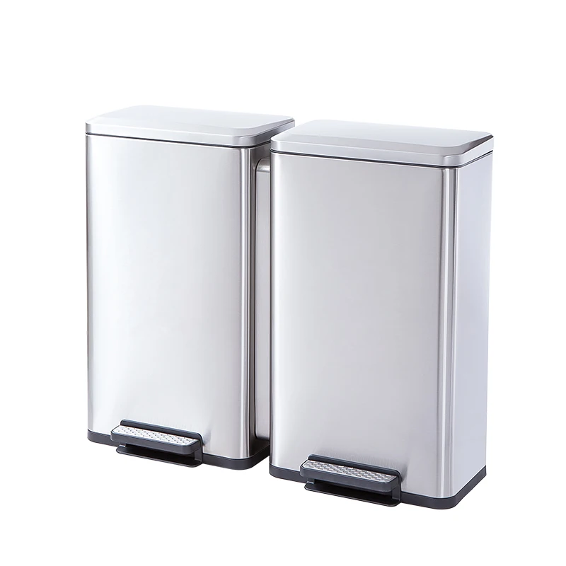 

60L Stainless Steel Double Compartments Pedal Trash Can