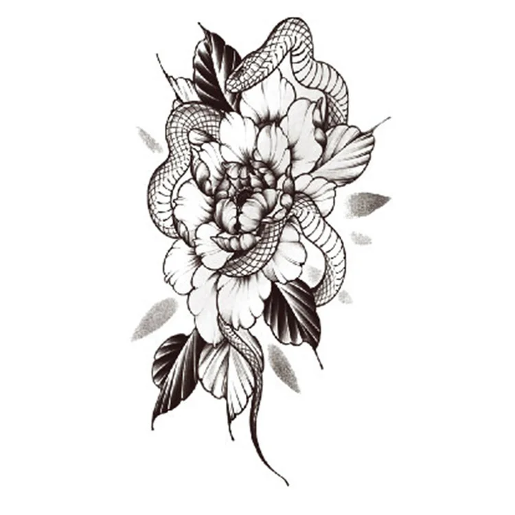 

Wholesale snake and flower design tattoos sexy animal skull tattoo sticker, Cmyk