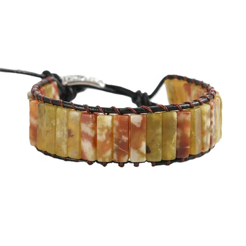 

Charm Boho Style Bracelet 3X Natural Stone Bohemia Leather Wrap Bracelets Beads Jewelry for Women