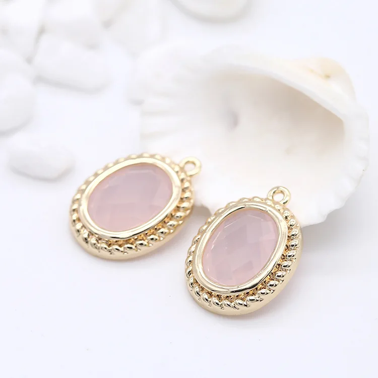 

Jewelry Accessories Oval Shape Inlaid Pink Zircon 14k Gold Plated Pendant