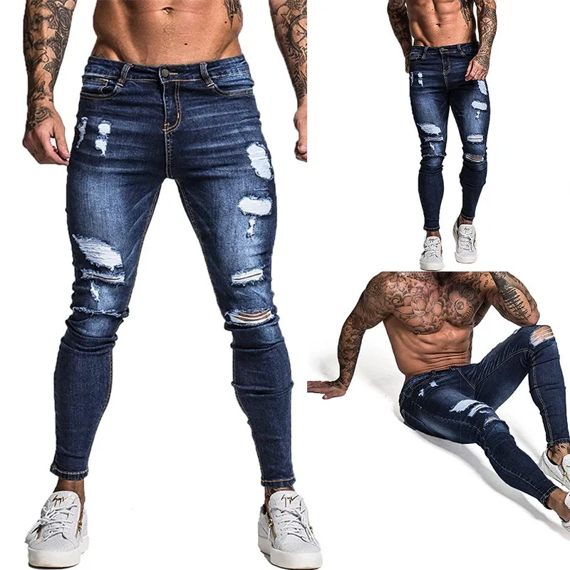 

Men Stretch Slim Denim Pant Ripped Skinny Jeans