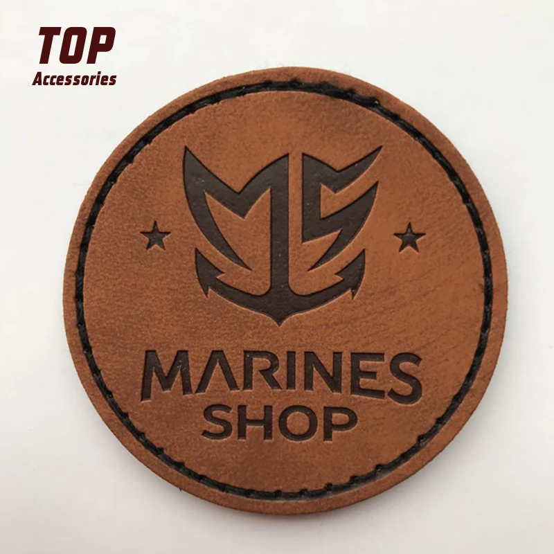 

High Quality Custom Logo Round Leather Patches for Clothing