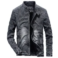 

OEM Design Vintage Denim Jackets Men Slim Fit Solid Color Casual Mens Jeans Coat Clothing for Men Black Blue