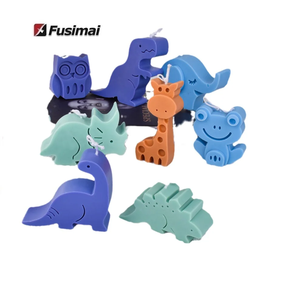 

Fusimai Silicone Animal Mould Dinosaur Giraffe Elephant Frog Shaped Scented Candle Mold