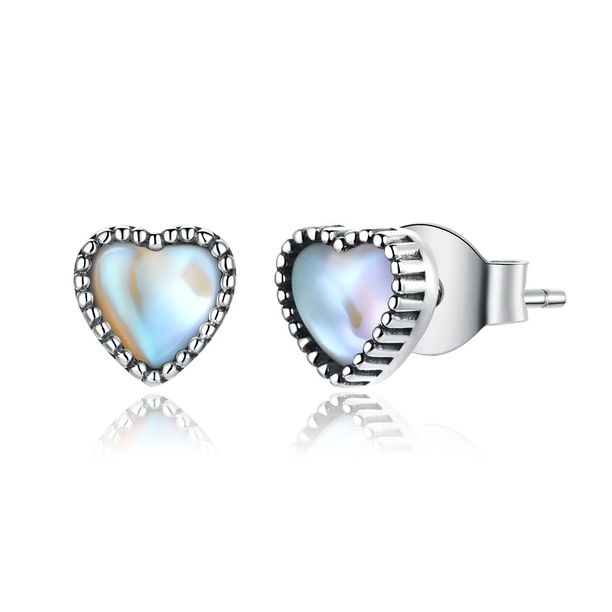 

925 Sterling Silver Heart of Glass Stud Earrings for Women Original Design Fine Jewelry