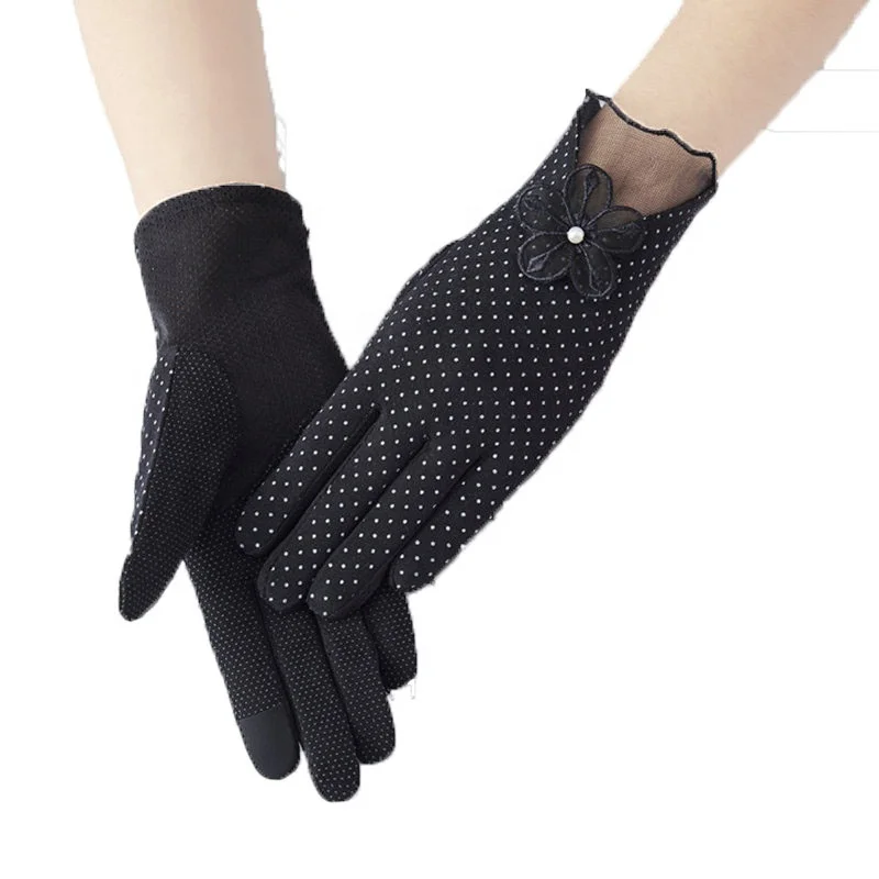 

Women Thin Summer Touch Screen Gloves Short Cotton UV Resistant Sun Protection Bus Sports Cycling Running Fishing Driving Gloves, 15 colors available