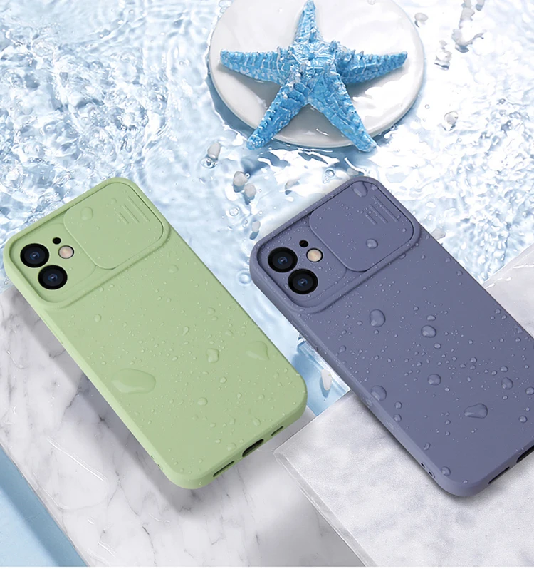 

Waterproof 2.0mm Lens Camera Slide Window Design New Silicone TPU Cloth Rubber Oil Phone Back Cover Case For Iphone XR
