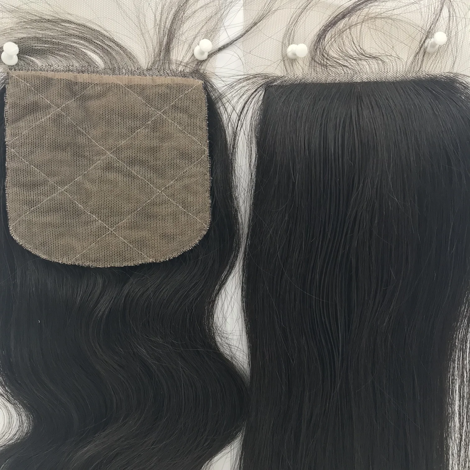 

4*4 Virgin Brazilian Hair silk base closure bleached knots body wave lace closure silk base
