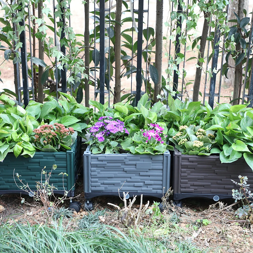 

Grey Rectangular Planter Box With Legs Raised Garden Planters Vegetable Trough On Legs