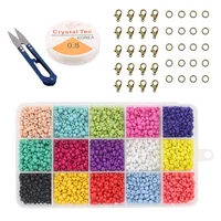 

15000pcs Mixed Colors Seed Pony Beads Kit Opaque Colors Lustered Loose Spacer Beads for Jewelry Making, DIY Crafting (15