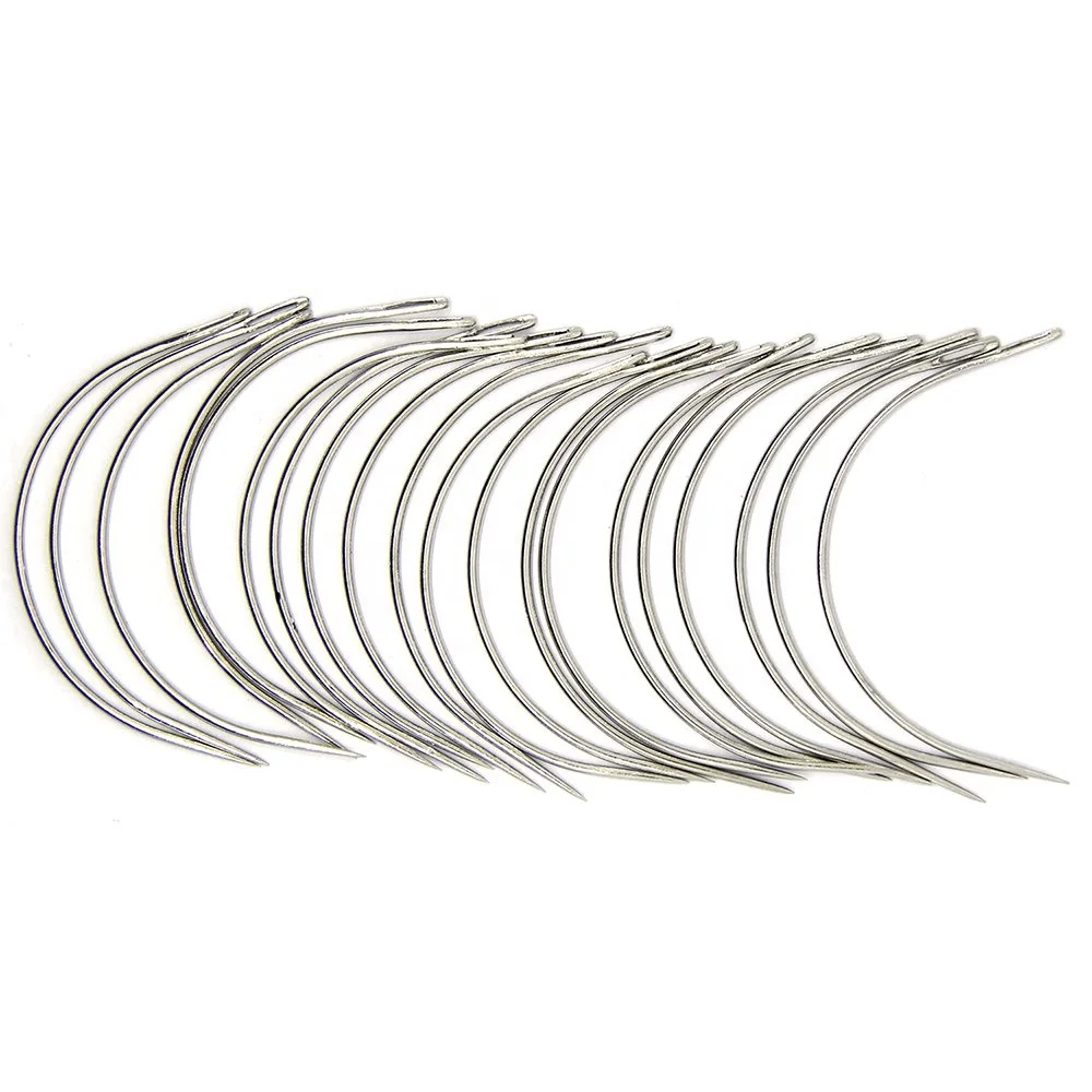 

4 Sizes Curved Needle C Type for Wig Hold Weaving Needle Hand Sewing Needles, Silver