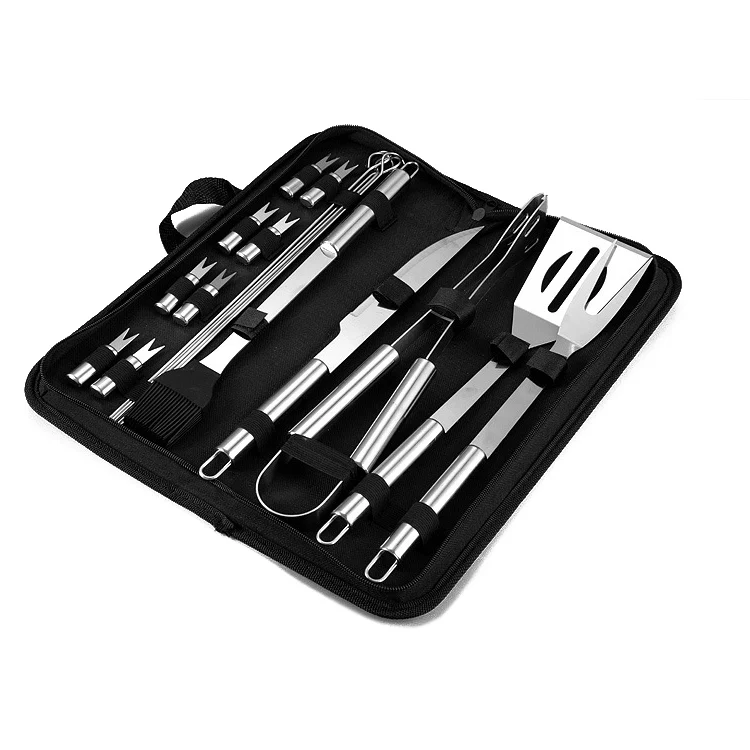 

18Pcs Stainless Steel Barbecue Accesories BBQ Grilling Tools Set with Portable Bag Camping Grill Utensils