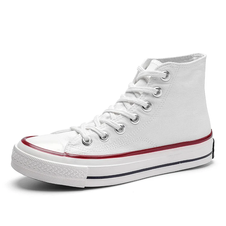 

2021Wholesale High Top Student Lace-up Fashion Luxury Custom New White Casual Ladies Canvas Shoes