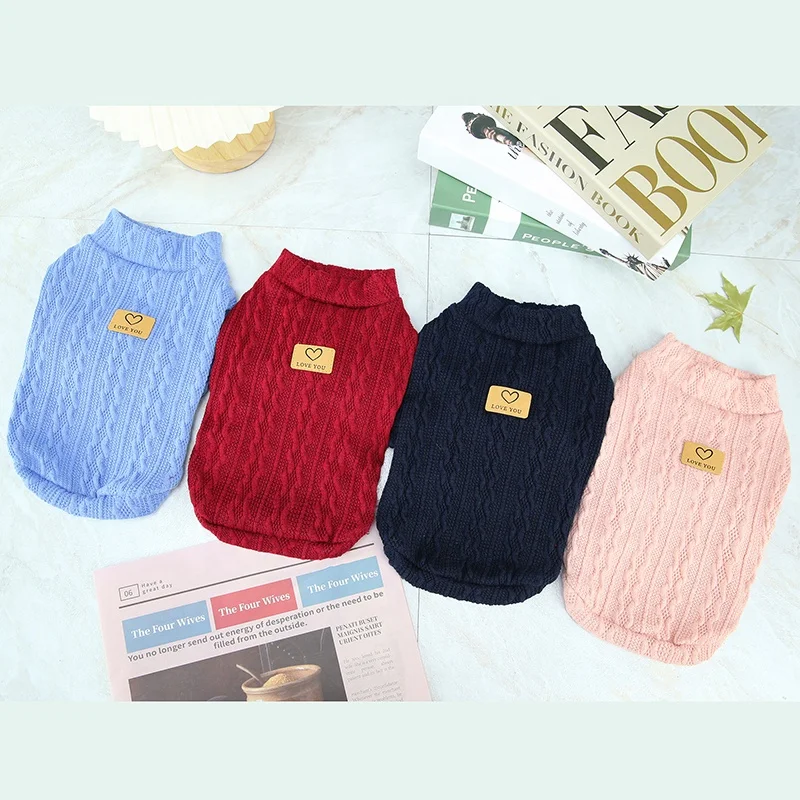 

2021 wholesale autumn and winter new product pet sweater pet clothes knit jumper Wool Knitting two legged for dogs, Wine red, navy blue, sky blue, pink