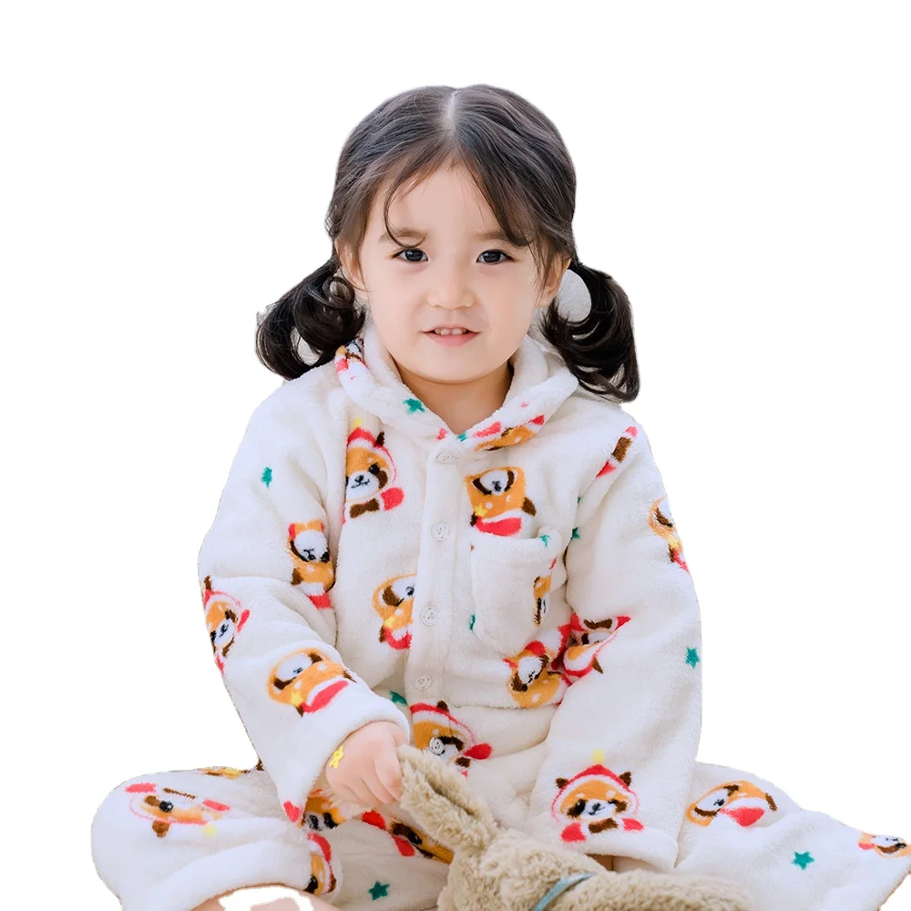 

Winter boy's and girl's flannel pajamas sets children sleepwear kids warm home clothes