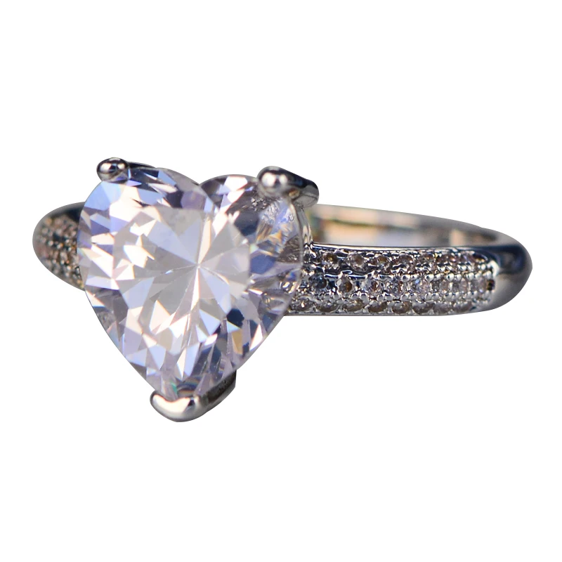 

Eternal Love 925 Sterling Silver/Brass Heart CZ Wedding Rings Promise Jewelry for Women Girls Size 6-9#, Picture