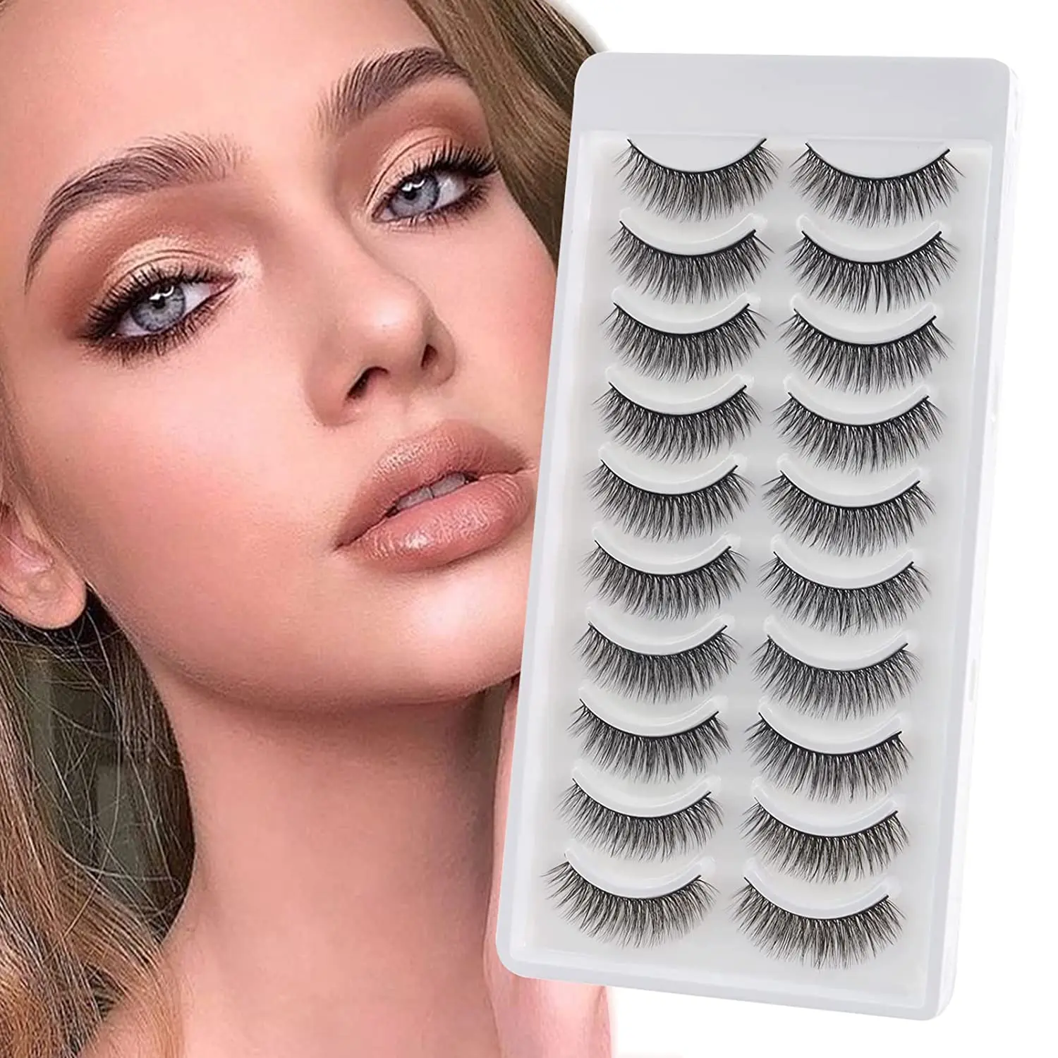 

3D Artificial Mink Eyelashes Fluffy Dramatic Eyelashes Cat Eyes Wispy Fake Lashes Light Volume Reusable