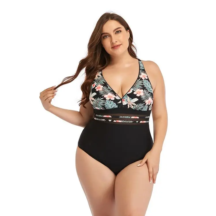 

Women plus size swimwear one piece swimsuits summer vacation backless floral print bikini