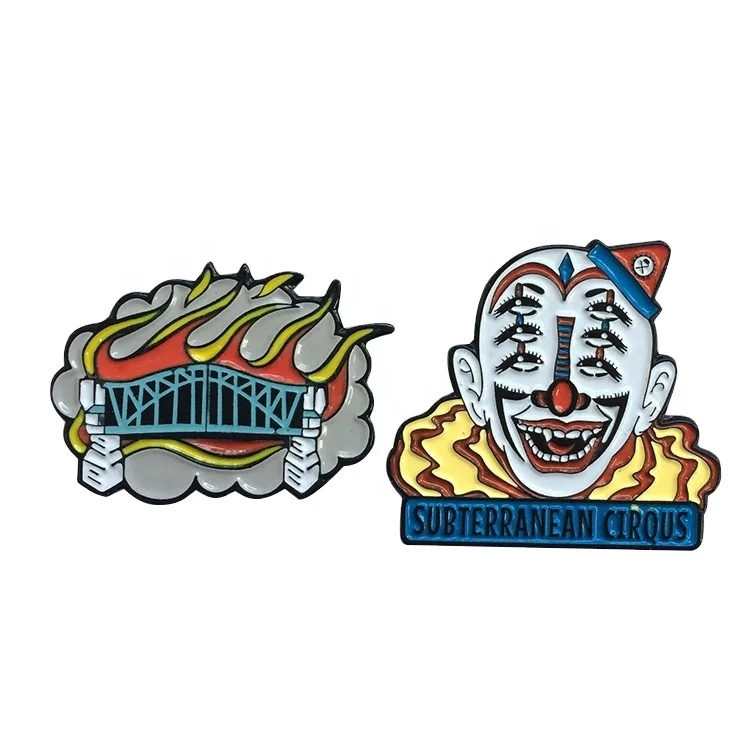 

Wholesale customized colorful bling clown shape badge Cartoon brooch soft Enamel lapel pin, Custom color